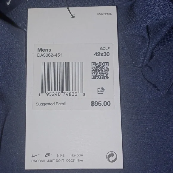 Nike Dri-Fit Vapor Slim Fit Golf Pants  Color-Blue NWT - Picture 9 of 9